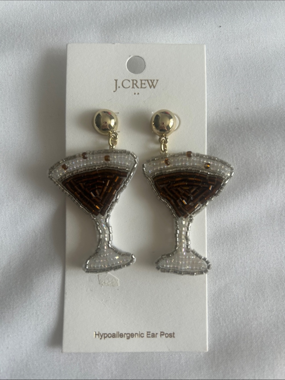 J. Crew Gold-Top Espresso Martini Beaded Cocktail Drop Earrings